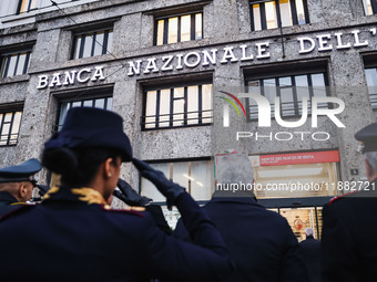 A moment of the procession for the commemoration of the victims of the massacre of Piazza Fontana in Milan, Italy, on December 12, 2024 (