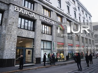 A moment of the procession for the commemoration of the victims of the massacre of Piazza Fontana in Milan, Italy, on December 12, 2024 (