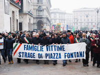 A moment of the procession for the commemoration of the victims of the massacre of Piazza Fontana in Milan, Italy, on December 12, 2024 (