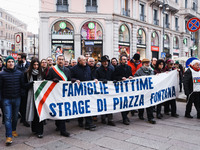 A moment of the procession for the commemoration of the victims of the massacre of Piazza Fontana in Milan, Italy, on December 12, 2024 (