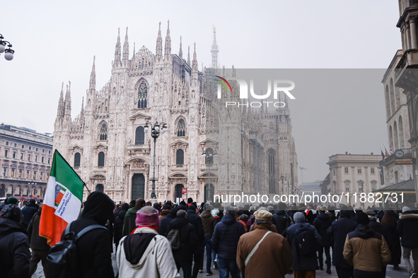 A moment of the procession for the commemoration of the victims of the massacre of Piazza Fontana in Milan, Italy, on December 12, 2024 