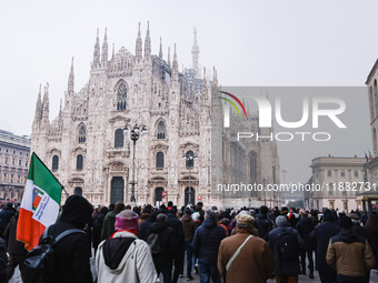 A moment of the procession for the commemoration of the victims of the massacre of Piazza Fontana in Milan, Italy, on December 12, 2024 (