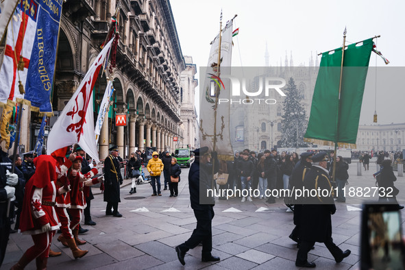 A moment of the procession for the commemoration of the victims of the massacre of Piazza Fontana in Milan, Italy, on December 12, 2024 