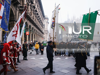 A moment of the procession for the commemoration of the victims of the massacre of Piazza Fontana in Milan, Italy, on December 12, 2024 (