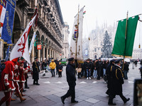 A moment of the procession for the commemoration of the victims of the massacre of Piazza Fontana in Milan, Italy, on December 12, 2024 (