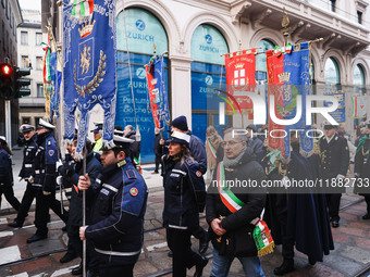 A moment of the procession for the commemoration of the victims of the massacre of Piazza Fontana in Milan, Italy, on December 12, 2024 (