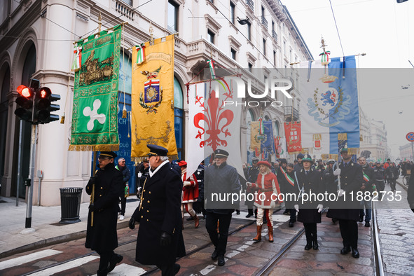 A moment of the procession for the commemoration of the victims of the massacre of Piazza Fontana in Milan, Italy, on December 12, 2024 