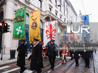 A moment of the procession for the commemoration of the victims of the massacre of Piazza Fontana in Milan, Italy, on December 12, 2024 (