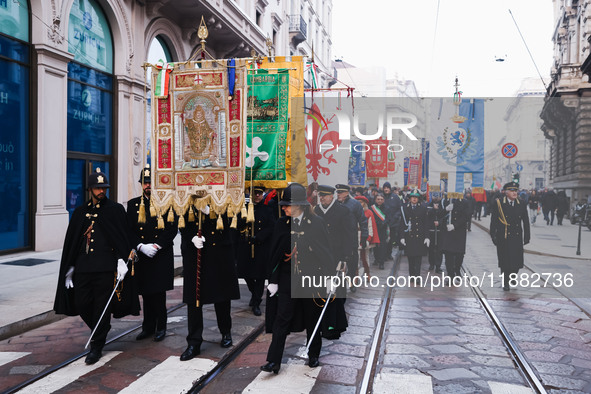 A moment of the procession for the commemoration of the victims of the massacre of Piazza Fontana in Milan, Italy, on December 12, 2024 