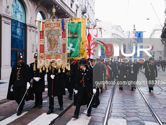 A moment of the procession for the commemoration of the victims of the massacre of Piazza Fontana in Milan, Italy, on December 12, 2024 (