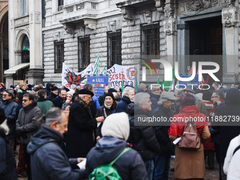 A moment of the procession for the commemoration of the victims of the massacre of Piazza Fontana in Milan, Italy, on December 12, 2024 (