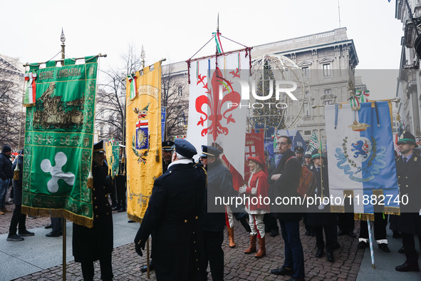 A moment of the procession for the commemoration of the victims of the massacre of Piazza Fontana in Milan, Italy, on December 12, 2024 