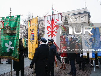 A moment of the procession for the commemoration of the victims of the massacre of Piazza Fontana in Milan, Italy, on December 12, 2024 (