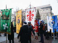 A moment of the procession for the commemoration of the victims of the massacre of Piazza Fontana in Milan, Italy, on December 12, 2024 (