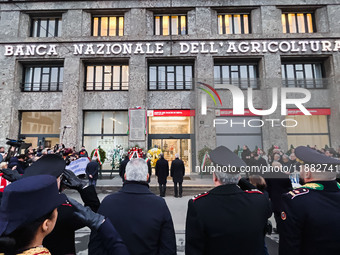 A moment of the procession for the commemoration of the victims of the massacre of Piazza Fontana in Milan, Italy, on December 12, 2024 (