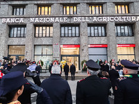 A moment of the procession for the commemoration of the victims of the massacre of Piazza Fontana in Milan, Italy, on December 12, 2024 (