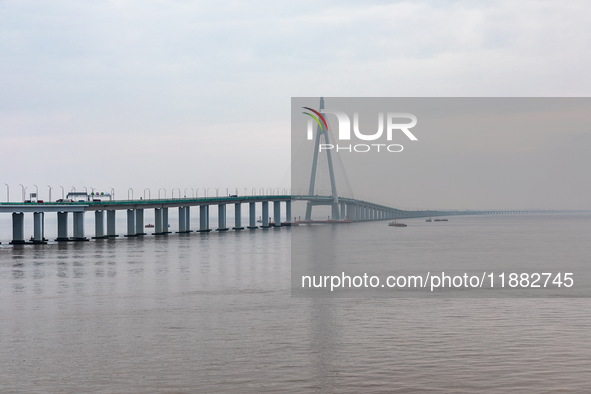 View of the Hangzhou Bay Bridge in Ningbo, Zhejiang province, China, on June 20, 2023. 