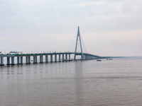 View of the Hangzhou Bay Bridge in Ningbo, Zhejiang province, China, on June 20, 2023. (