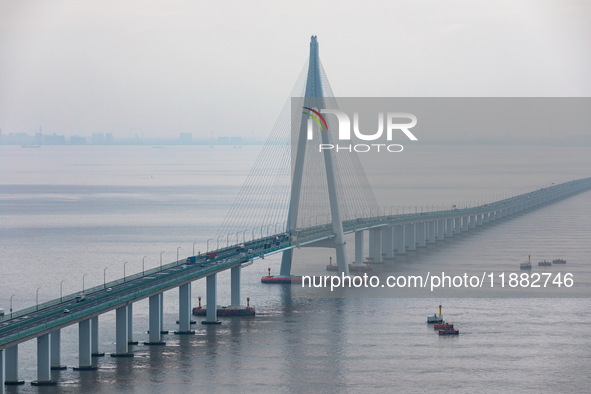 View of the Hangzhou Bay Bridge in Ningbo, Zhejiang province, China, on June 20, 2023. 