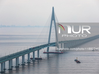 View of the Hangzhou Bay Bridge in Ningbo, Zhejiang province, China, on June 20, 2023. (