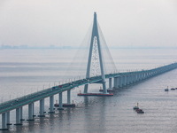 View of the Hangzhou Bay Bridge in Ningbo, Zhejiang province, China, on June 20, 2023. (