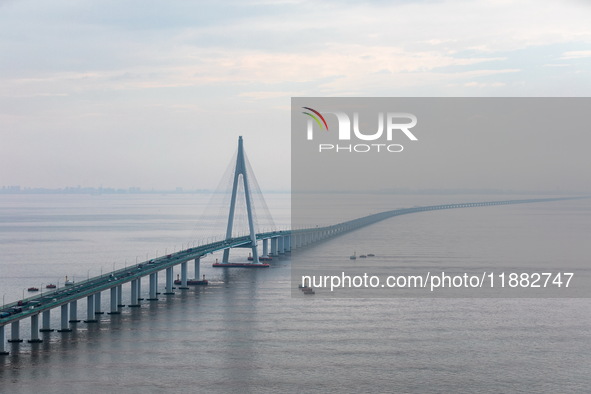 View of the Hangzhou Bay Bridge in Ningbo, Zhejiang province, China, on June 20, 2023. 