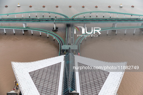 View of the Hangzhou Bay Bridge in Ningbo, Zhejiang province, China, on June 20, 2023. 