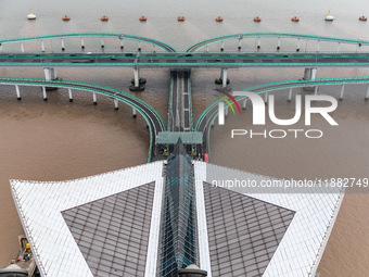 View of the Hangzhou Bay Bridge in Ningbo, Zhejiang province, China, on June 20, 2023. (