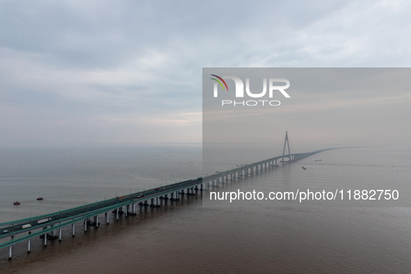 View of the Hangzhou Bay Bridge in Ningbo, Zhejiang province, China, on June 20, 2023. 