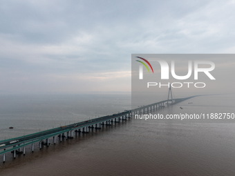 View of the Hangzhou Bay Bridge in Ningbo, Zhejiang province, China, on June 20, 2023. (