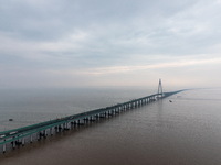 View of the Hangzhou Bay Bridge in Ningbo, Zhejiang province, China, on June 20, 2023. (