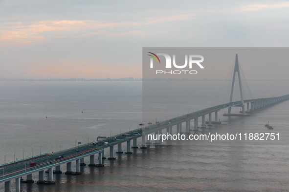 View of the Hangzhou Bay Bridge in Ningbo, Zhejiang province, China, on June 20, 2023. 