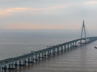 View of the Hangzhou Bay Bridge in Ningbo, Zhejiang province, China, on June 20, 2023. (