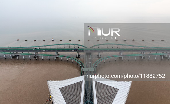 View of the Hangzhou Bay Bridge in Ningbo, Zhejiang province, China, on June 20, 2023. 