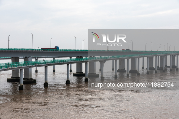 View of the Hangzhou Bay Bridge in Ningbo, Zhejiang province, China, on June 20, 2023. 