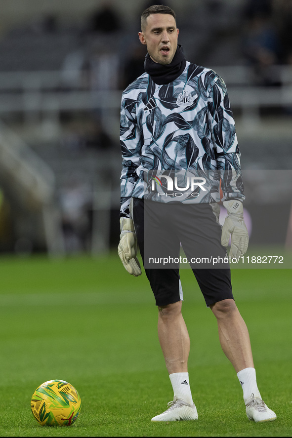 Odysseas Vlachodimos of Newcastle United warms up during the Carabao Cup Quarter Final match between Newcastle United and Brentford at St. J...