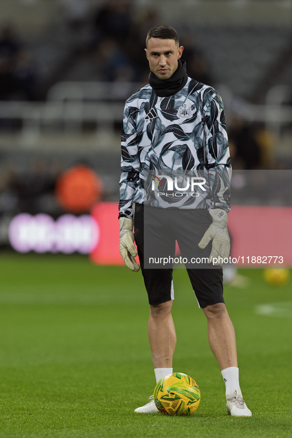 Odysseas Vlachodimos of Newcastle United warms up during the Carabao Cup Quarter Final match between Newcastle United and Brentford at St. J...