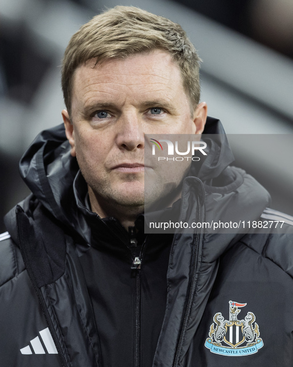 Newcastle United manager Eddie Howe is seen during the Carabao Cup Quarter Final match between Newcastle United and Brentford at St. James's...