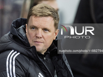 Newcastle United manager Eddie Howe is seen during the Carabao Cup Quarter Final match between Newcastle United and Brentford at St. James's...