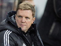 Newcastle United manager Eddie Howe is seen during the Carabao Cup Quarter Final match between Newcastle United and Brentford at St. James's...