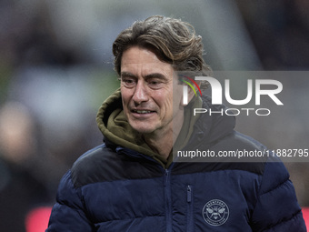 Brentford manager Thomas Frank is seen during the Carabao Cup Quarter Final match between Newcastle United and Brentford at St. James's Park...