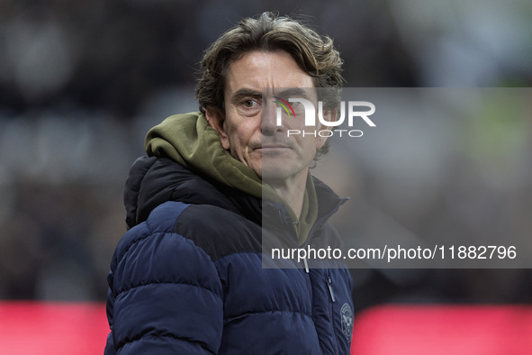 Brentford manager Thomas Frank is seen during the Carabao Cup Quarter Final match between Newcastle United and Brentford at St. James's Park...