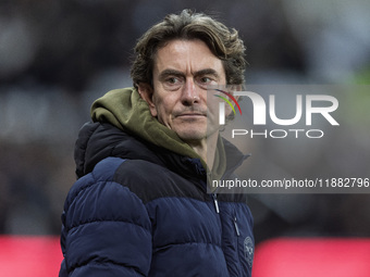 Brentford manager Thomas Frank is seen during the Carabao Cup Quarter Final match between Newcastle United and Brentford at St. James's Park...