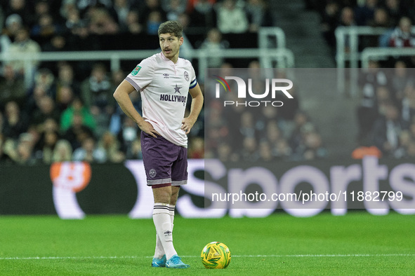 Brentford's Vitaly Janelt appears during the Carabao Cup Quarter Final match between Newcastle United and Brentford at St. James's Park in N...