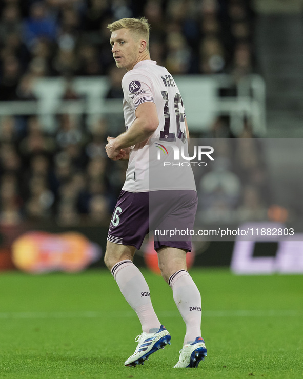 Brentford's Ben Mee plays during the Carabao Cup Quarter Final match between Newcastle United and Brentford at St. James's Park in Newcastle...