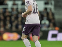 Brentford's Ben Mee plays during the Carabao Cup Quarter Final match between Newcastle United and Brentford at St. James's Park in Newcastle...