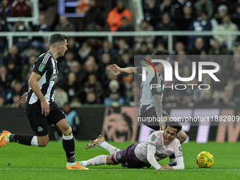 Sandro Tonali of Newcastle United fouls Brentford's Fabio Carvalho during the Carabao Cup Quarter Final match between Newcastle United and B...