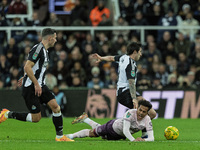 Sandro Tonali of Newcastle United fouls Brentford's Fabio Carvalho during the Carabao Cup Quarter Final match between Newcastle United and B...