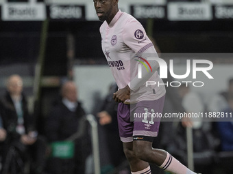 Yoane Wissa of Brentford is in action during the Carabao Cup Quarter Final match between Newcastle United and Brentford at St. James's Park...