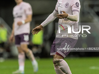 Fabio Carvalho of Brentford is seen in action during the Carabao Cup Quarter Final match between Newcastle United and Brentford at St. James...